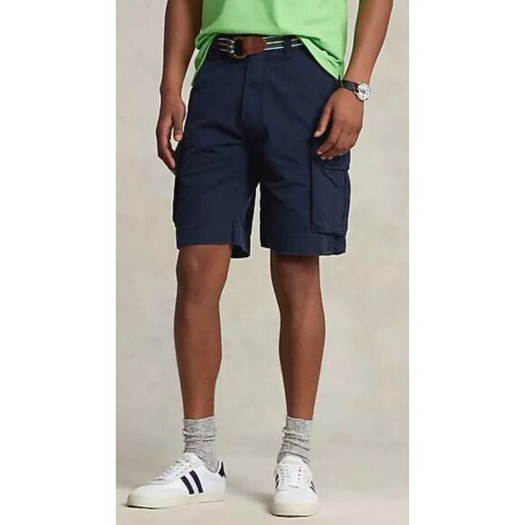 Polo Ralph Lauren RRL Classic Navy Cargo Shorts Mens 35 New Fast Ship - Picture 2 of 10